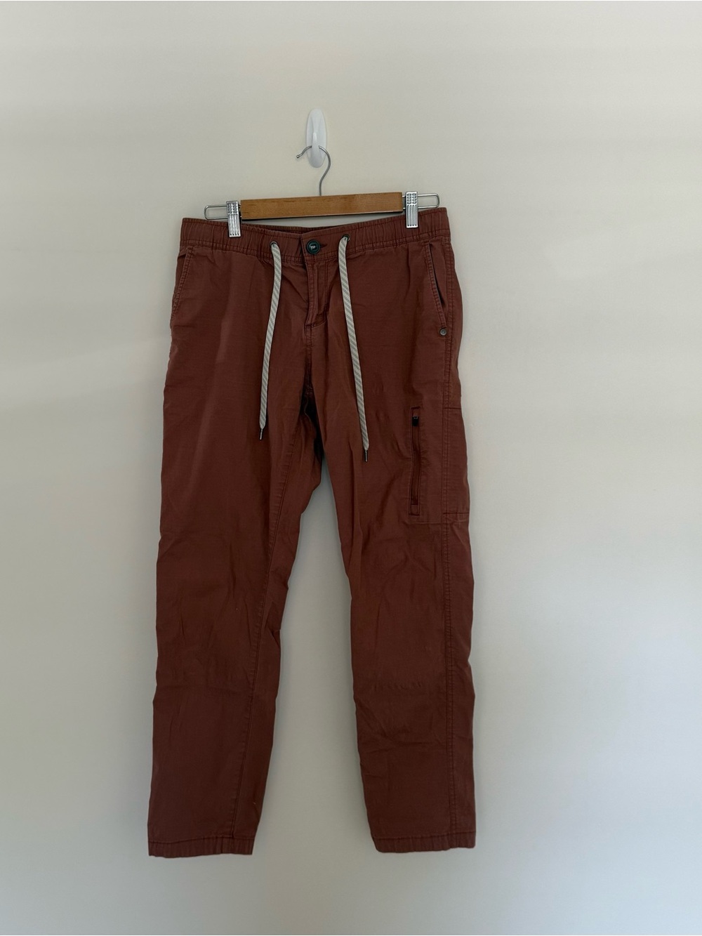 Casual Drawstring Cargo Pants - Rust Brown